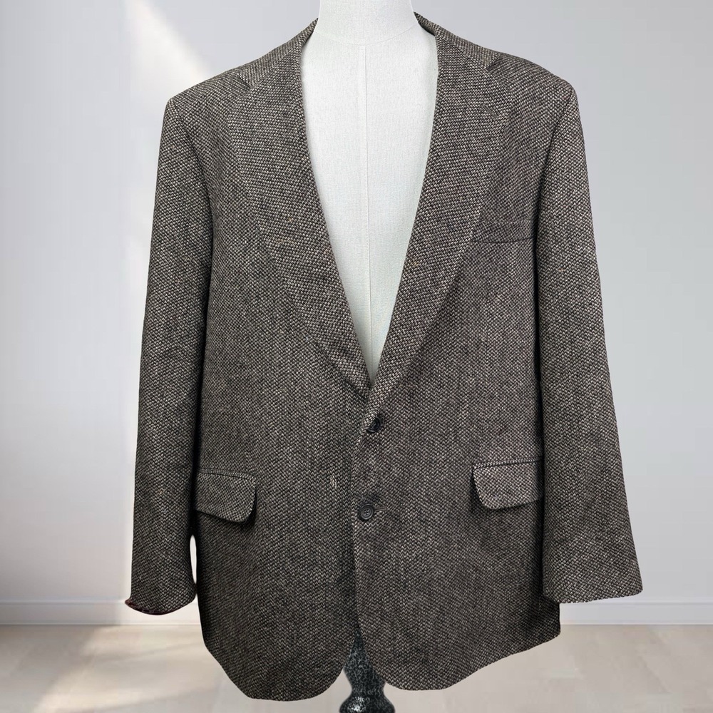 Alexander Lloyd Tweed Executive Blazer Men 48L Houndstooth Flecked Speckled Wool